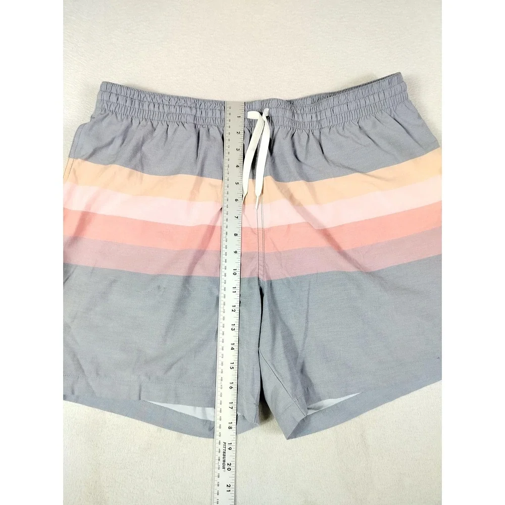 Chubbies Swim Trunks Shorts Mens 2XL Gray Pastel‎ Stripe 5.5 Inseam Drawstring